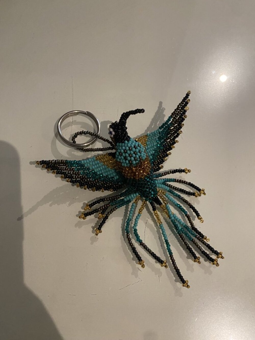Handmade Beaded Hummingbird Keychain - Picture 2 of 3